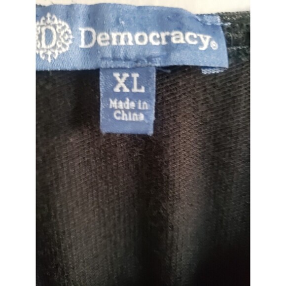 Democracy Blouse Women's XL Black Swiss Dot Sheer Sleeve High-low Hem - Picture 2 of 9